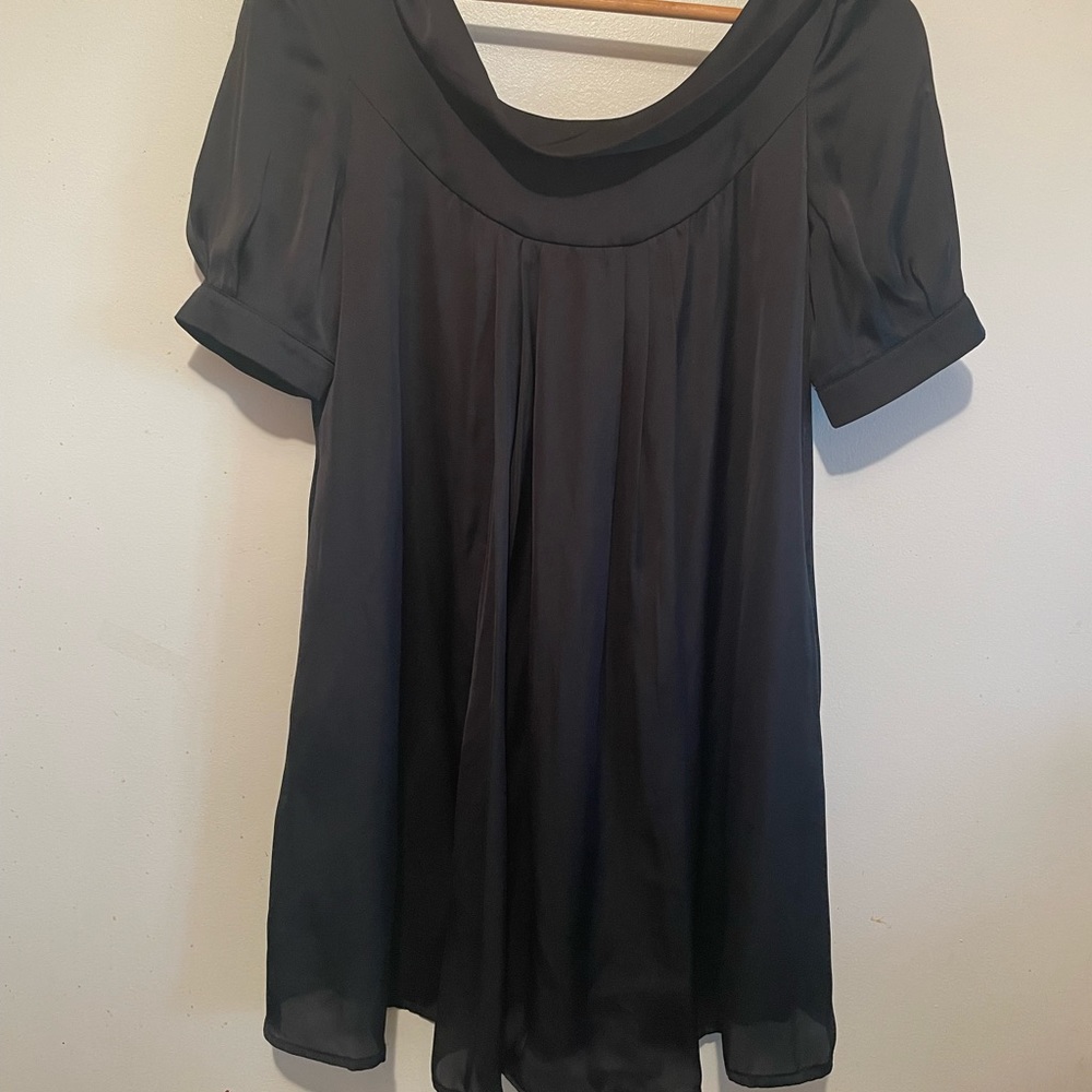 NNW Silk black baby doll dress I with drop back neck with bow!